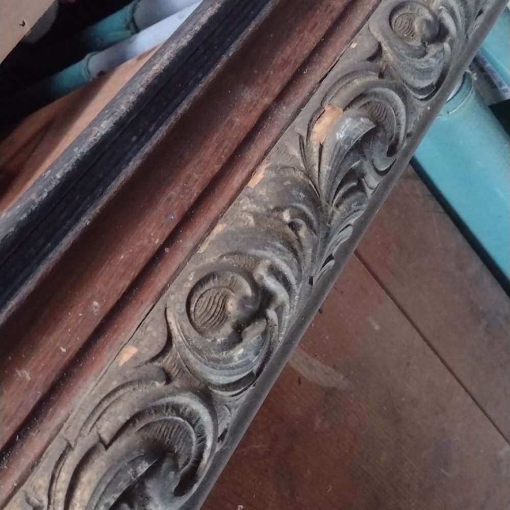 Antique Ornate Solid OakBrown Wooden Picture Frame - Picture 4 of 5